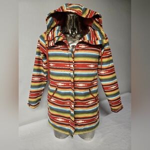 Cruel Denim Serape Stripe Hooded Jacket Womens Western Aztec Quilted Lined Coat